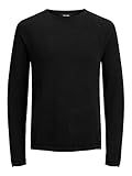 Aus angenehmer Baumwolle JACK & JONES Herren Jjehill Knit Crew Neck Noos Pullover Sweater, Black, M EU