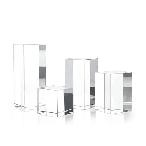 QFkris Clear Polished Glass Display Blocks Photo Props Transparent Cube