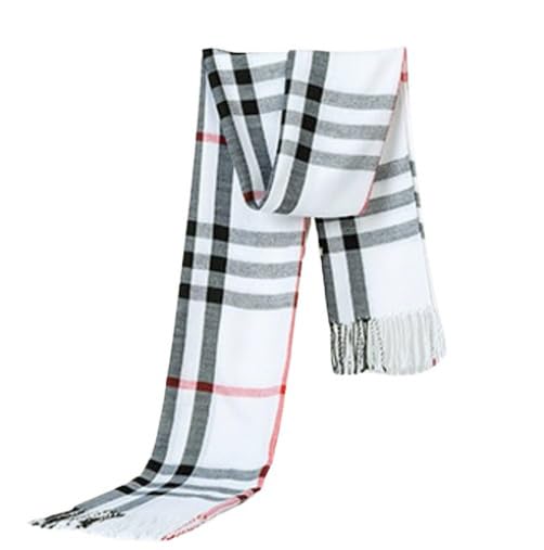 Multi Color Check Pattern Winter Muffler Scarf Cum Scarves Stoles Woolen Men and Women's Casual Soft And Warm (White)-image-20
