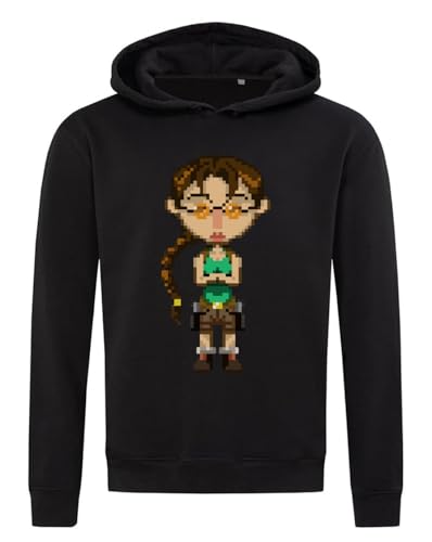 Sweat à capuche noir pour fille en maille coton mélangé respirante et chaude