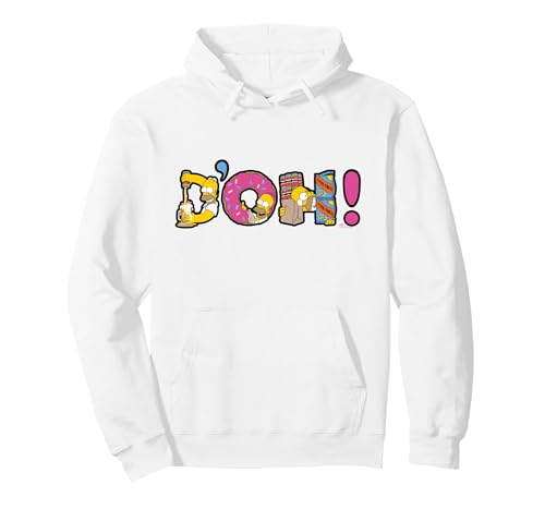 The Simpsons Homer Simpson Beer and Donuts Letters D’OH! Pullover Hoodie, Adult Unisex, White, Large