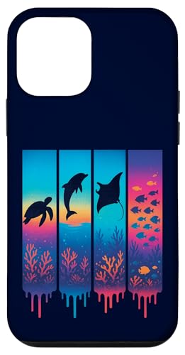 Océano Tropical Animales Marinos Tortuga Delfín Raie Peces Carcasa para iPhone 12 Mini