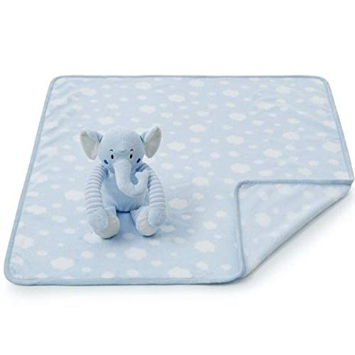 Manta Bebe Naninha Loani e Elefante Fofinho de Pelúcia Azul