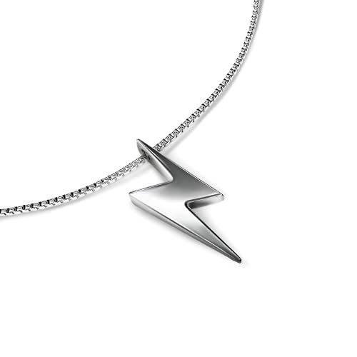 Bennra Titanium Steel Waterproof lightning bolt necklace (2021 New), Never Fade, Sense of Luxury Simple Chain for Women, Can Be Used As Couple Models, Dainty Trendy Jewelry (Silver)