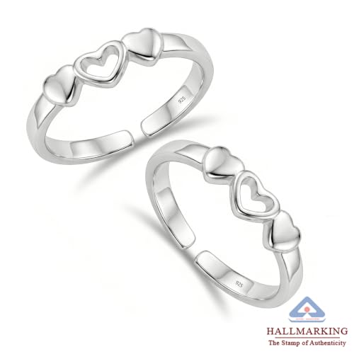 Image of TRUESILVER ACPL 925 Sterling Silver Toe Rings for Women | BIS Hallmarked Classic, Ruby Red & Cubic Zirconia Stone Toe Ring