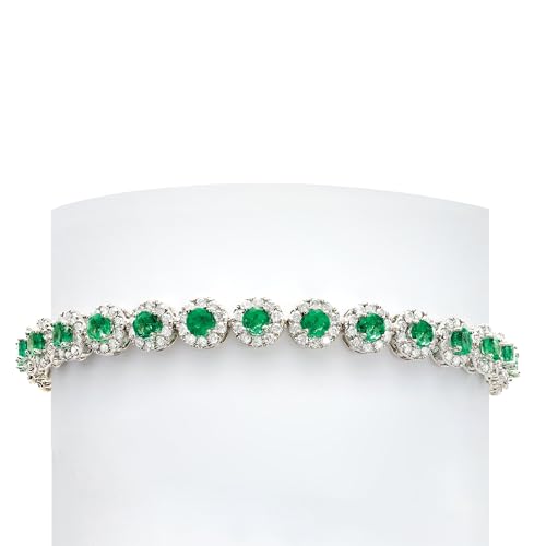 Ross-Simons 3.20 ct. t.w. Emerald and 2.68 ct. t.w. Diamond Tennis Bracelet in 14kt White Gold3