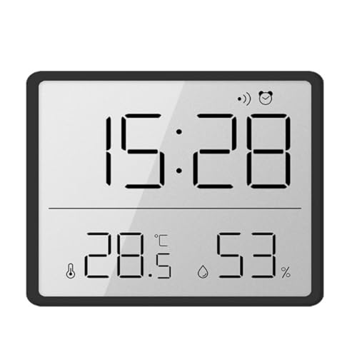 温度計 湿度計 時計 マグネット 高精度 温湿度計 デジタル 大画面 環境目安表示 快適 高湿 乾燥 時間日付表示 最高最低温湿度メモリー機能 マグネット 置き掛け兼用（ブラック）