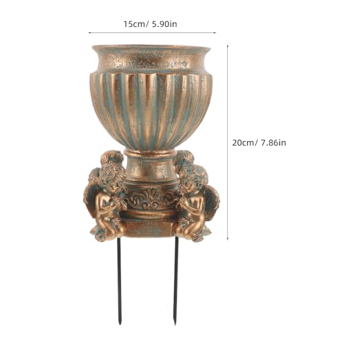 Vase de cimetière design minimaliste en résine et fer doré