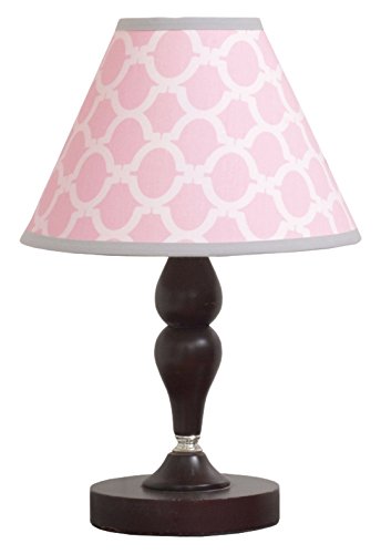 GEENNY Lamp Shade, Salmon Pink & Gray Chevron