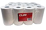 FORMATO AHORRO. Pack de 12 rollos de papel secamanos mini mecha de Clim Profesional elaborados 100% en pasta de celulosa de 21gr/capa.