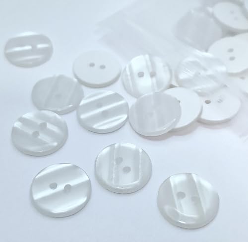 MajorCrafts 50pcs 15mm White Pearlescent 2 Holes Round Resin Sewing Buttons