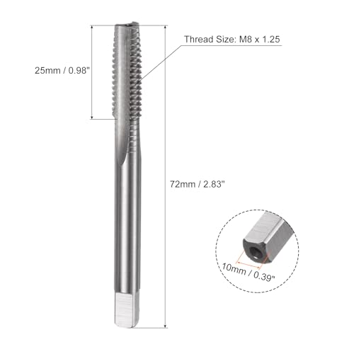 Uxcell A24042300UX0979 3Pcs Metric Hand Tap Set, M8 X 1.25 Taper/Plug/Bottom Thread Screw Taps thumb #1