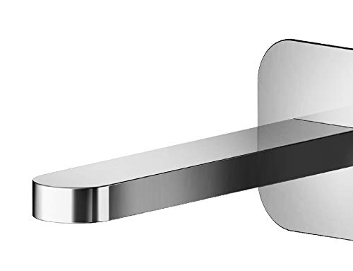 Nuie BIN328 Binsey Modern Bathroom Round Wall Mount 2 Hole Basin Mixer Tap with Lever Handle and Plate, 80mm, Chrome - Image 2