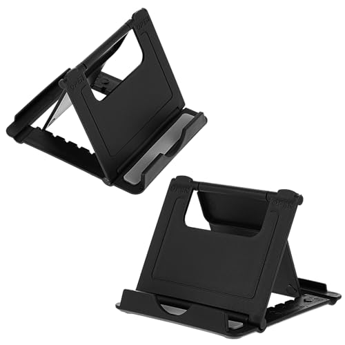 Amaxiu Faltbarer Handy-Ständer, Mini-Tablet-Ständer, Multi-Winkel-Handyhalterung, tragbare Wiege, mobile Dockingstationen für den Schreibtisch, Zuhause, Filmvideos (schwarz), 2 Stück