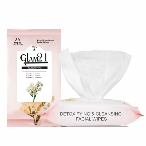 Image of Glam21 Facial Wipes | Super-Soft, Moisturizing & Refreshing | Effectively Cleans Dust, Dirt & Impurities | Gentle Daily Use Makeup Wipes | Pack of 25 PCS- Mogra