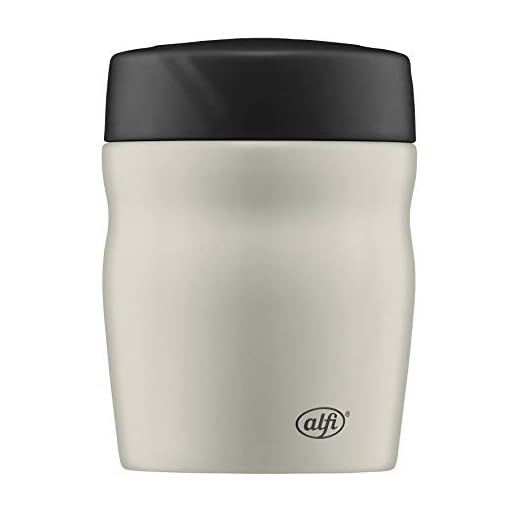 alfi Thermobehälter für Essen Lunchpot foodMug, Edelstahl beige 350ml, kleines Speisegefäß für Essen, Suppen oder Müsli unterwegs, dicht, 0637.294.035, BPA-Frei, 6 Stunden heiß, 12 Stunden kalt