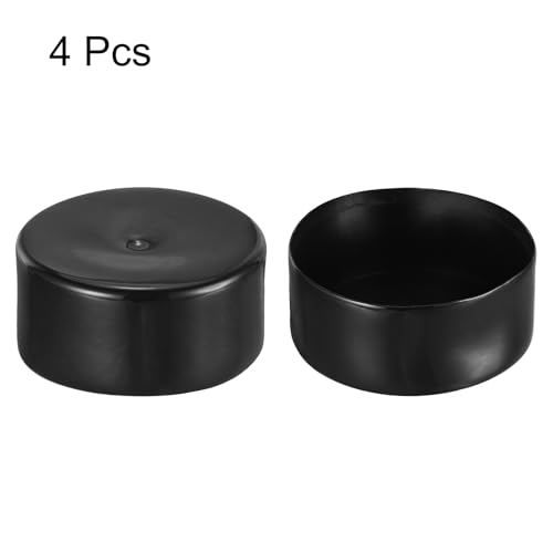 Image of uxcell 4pcs Rubber End Caps 120mm ID Vinyl Round End Cap Cover Screw Thread Protectors Black, 50mm Height