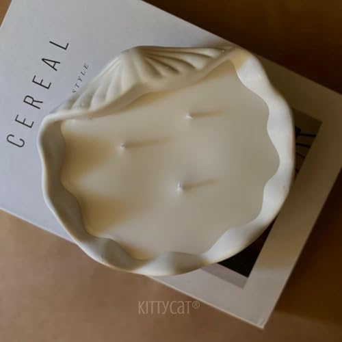 Image of Kitty Cat Aesthetic Soy Wax Scented Candles | Reusable Concrete Sea Shell Jars | Vanilla Aroma | 12+ Hours Burn Time | Perfect Home Decor for Bedroom, Office & Hostel (Big Shell)