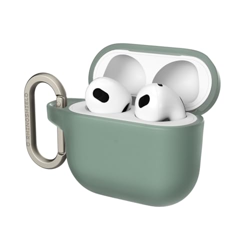 Funda RHINOSHIELD con Mosquetón Compatible con Apple [AirPods 4] | Protección de Grado Militar Frente a caídas y arañazos, con Carga Inalámbrica   Set estándar Verde Salvia