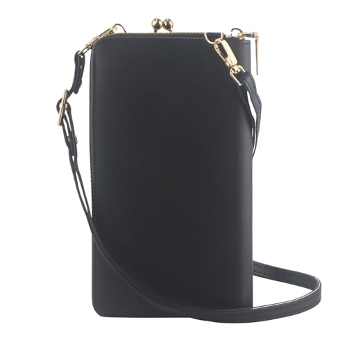 PU Leather Small Crossbody Phone Bag, Kiss Lock Phone Shoulder Bag, Zipper Cash Pocket Purse with Credit Card Slots2