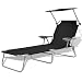 Produktbild vidaXL Sonnenliege mit Sonnendach Schwarz Stahl Gartenliege Liege Relaxliege