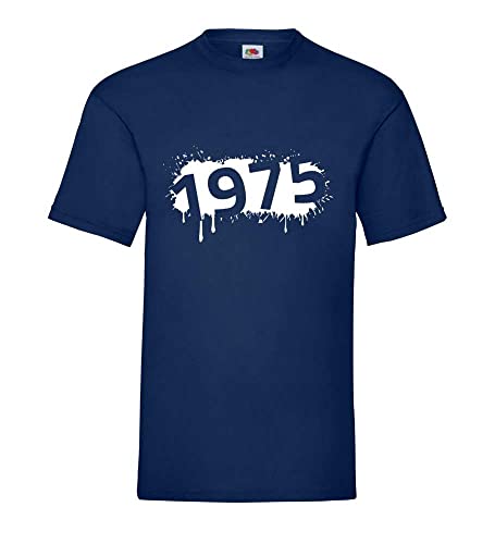 T-shirt 1975 homme bleu marine XXXL vêtement vintage col rond
