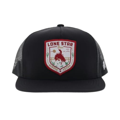 Image of HOOEY Lone Star Beer Patch Trucker Hat for Men, Adjustable Snapback Mesh Baseball Cap, 5-Panel Western Work Hat
