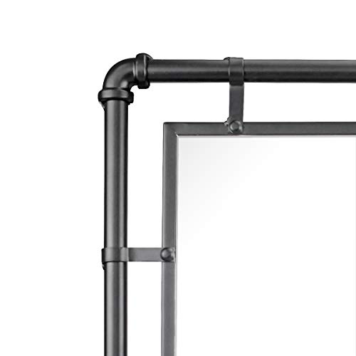 Stonebriar SB-6262A 29.1 Inch X 16.7 Inch Rectangle Industrial Black Metal Pipe Wall Mirror thumb #2