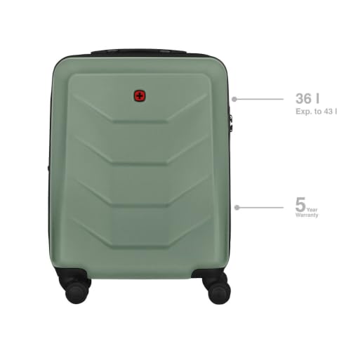 WENGER Prymo Carry-On Hartschalenkoffer, Handgepäck, Trolley, 36 (43) l, Sicherheitsschloss, Damen/Herren, Reisen Urlaub, Grün, 654114 – Ansicht 2