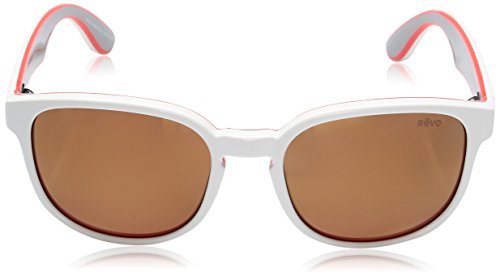 Revo Unisex-Adult Revo Re 1028 Kash Polarized Sunglasses RE 1028 09 OR Polarized Wayfarer Sunglasses, White/Coral/Grey Open Road, 57 mm2