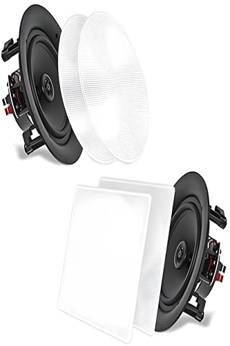 Pyle Deckeneinbaulautsprecher, 16.5cm Deckenlautsprecher Bluetooth, Hochtöner, Flacher Woofer, 200W- 2 Wege Wandlautsprecher, Ceiling Speaker- für Büro Küche Wohnzimmer Heimkino, Stereoanlage, Weiß