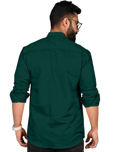 Image of ROYALSCOUT Men Cotton Blend Short Kurta with Mandarin Collar and Button Placket | Full Sleeve Regular Fit Ethnic Wear for Casual and Festive Use