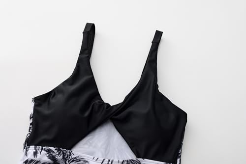 Girls One Piece Swimsuit with Cover Up Skirt Cut Out Bathing Suit Swimwear 8-15Y3