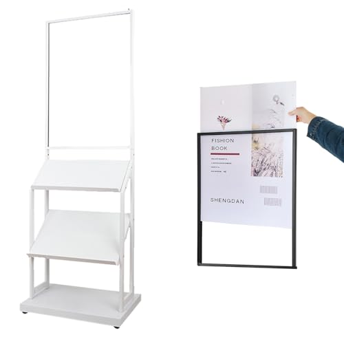 Soporte para folletos y revistero de metal de 3 niveles multiusos