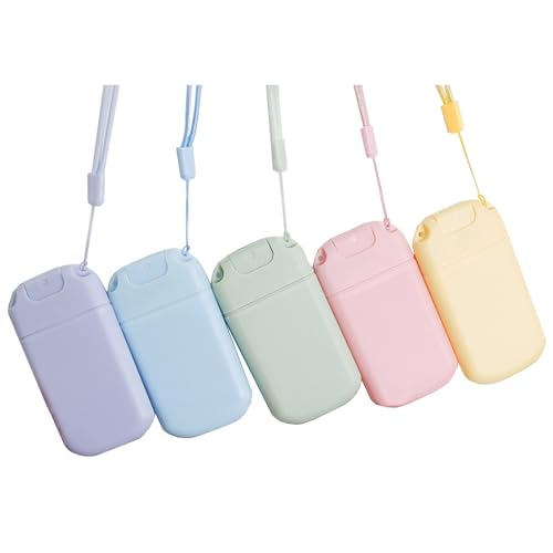 5 Pack Slim Spray Bottles Perfume Atomizer with String Refillable Empty Alcohol Hand Sanitizer Bottle Travel Portable Card Phone Design 30ML Makeup Toner Air Freshener Water Moisturizer