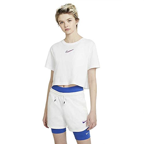Nike W NSW Crop tee PRNT T-Shirt, White, S Women’s