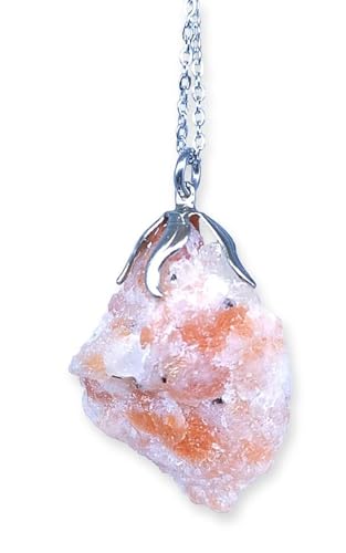 TENET Collar con colgante de mineral, con piedras semipreciosas, joyería artesanal, hecho a mano, piedra del sol en bruto