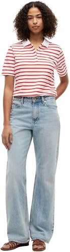 Tommy Hilfiger Women's 1985 Reg Pique Polo Ss Ww0Ww43224 S/S Polo, RED (Wide STRP Fire Red/Ecru), XL 4