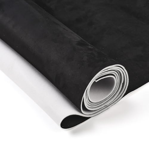 Blueshyhall Auto Dachhimmel Stoff Kunst Wildleder mit Schaumstoff 250 x 150 cm Himmelstoff 380 g/m Headliner Verkleidungen Reparatur Stoff für Autos Wohnmobilen Booten und Möbeln DIY (Schwarz)