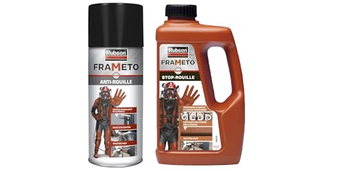 Rubson Frameto Stop-Rouille, Traitement antirouille pour intérieur et extérieur, 400 ml & Frameto Stop-Rouille, Traitement antirouille pour intérieur et extérieur, noir, 500 ml