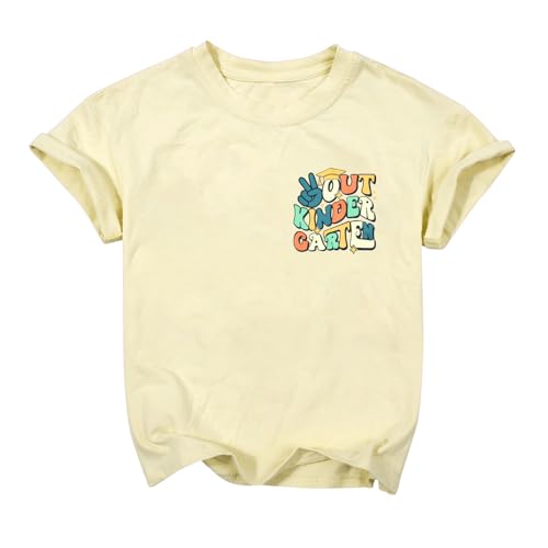 Image of Kindergarten Graduation Shirt Toddler Out Kindergarten Shirts Girls Boys Funny Graphic Casual Short Sleeve Tops