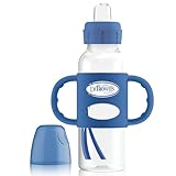 Dr. Brown's Options+ Sippy Spout Baby Bottle with 100% Silicone Handle, Blue, 8 Ounce