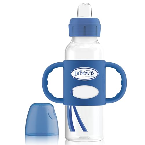 Dr. Brown's Milestones Transitional Sippy Bottle with Silicone Handles - Blue - 8oz - 6m+