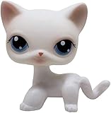 N/N Littlest Pet Shop, LPS Toy Rare Pink White Short Hair Cat Kitty Blue Eyes