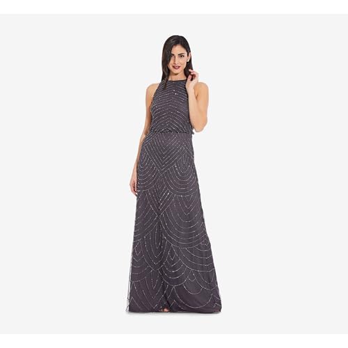 Image of Adrianna Papell Womens Halter Blouson Beaded Gown