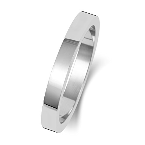 Alliance homme femme or blanc bague de mariage plate 2,5mm anneau de fiançailles or