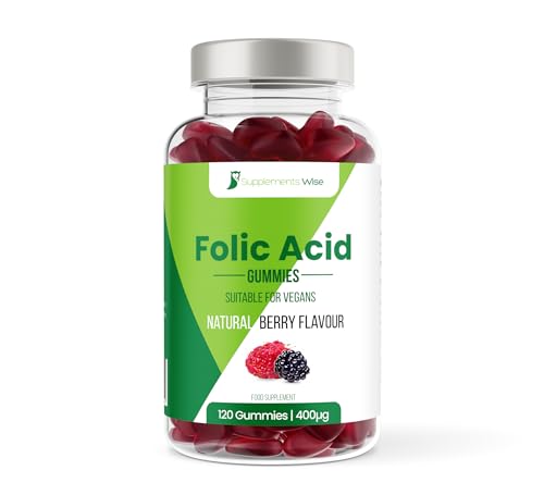 Folic Acid Gummies for Pregnancy - Prenatal Gummies for Women - 120 x 400mcg - High Strength Folic Acid Supplement - Vegan Chewable Pregnancy Vitamins - Natural Berry Folate Supplements