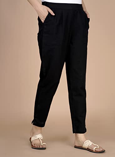 Image of DIGITAL SHOPEE Cotton Women Trouser Pant Use for Formal Office High Waist for Wide Leg Ankle Length Straight Pencil Pant
