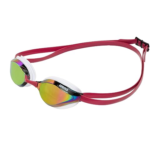 Image of ARENA Unisex Python Racing Swim Goggles for Men and Women Anti-Fog No Leak Max Comfort Dual Strap, Mirror /Non-Mirror Lens