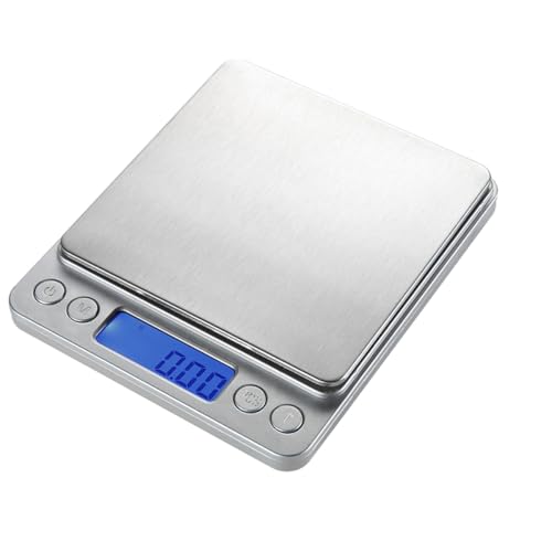 BESPORTBLE Báscula Electrónica de Cocina Portátil 500g Precisión 0,01g Abs Plata para Hornear Alimentos y Pesar Joyería Multifunción Digital